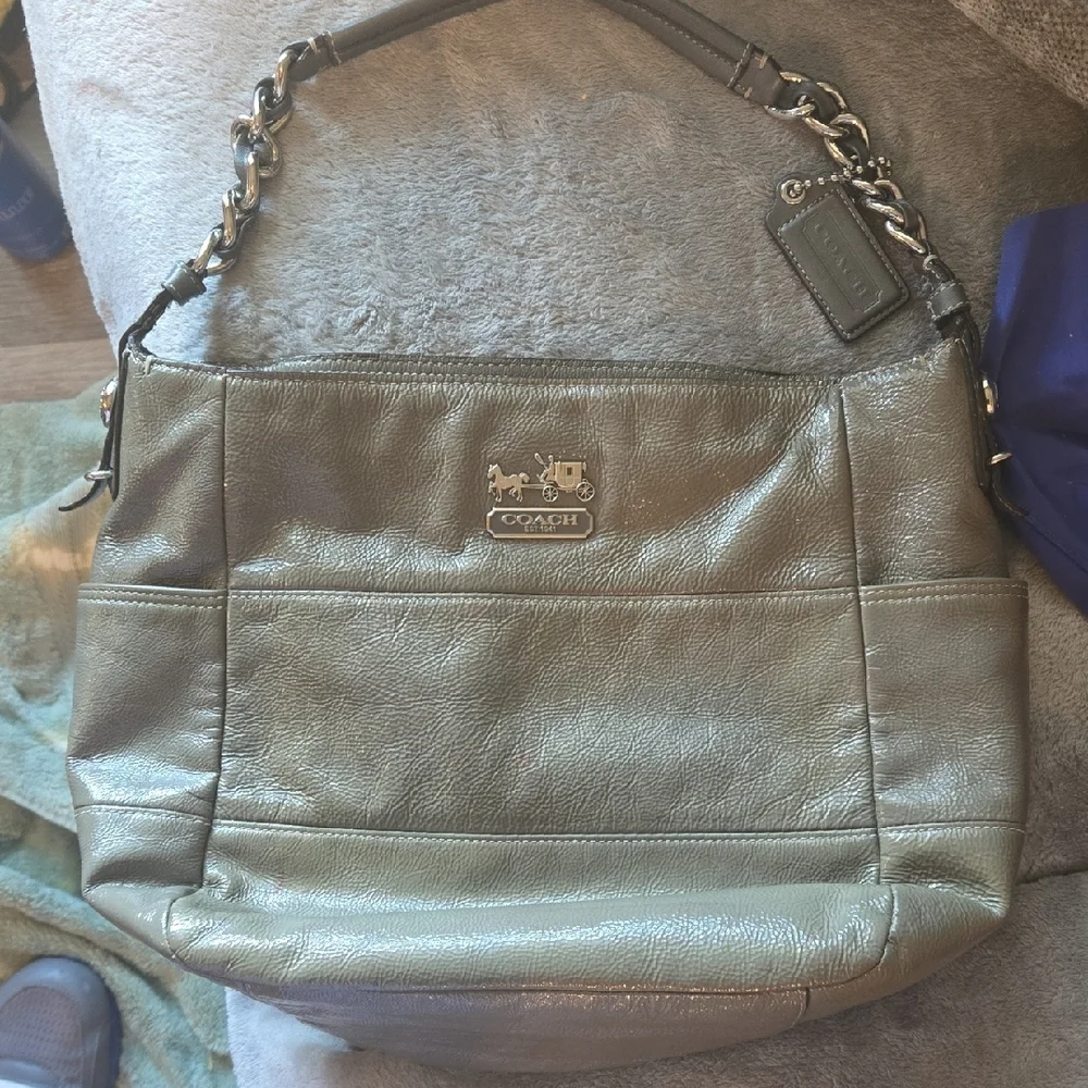 Coach Metallic Green Shoulder Bag - Picture 1 of 6